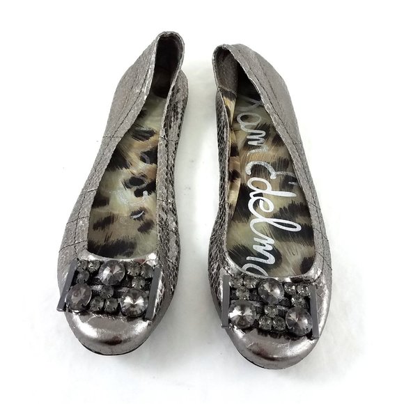 Sam Edelman Caper Metallic Ballet Flats Rhinestone - Picture 2 of 6